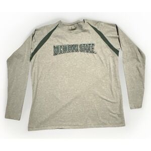 Campus Drive Michigan State Long Sleeve Shirt Mens XL Gray Green Y2K Vintage
